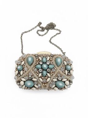 Aldo Aqua Bead Evening Clutch with Chain